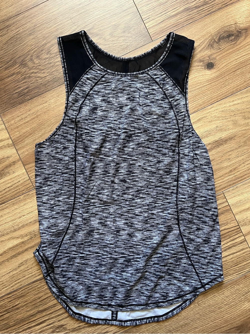 lululemon Sculpt Tank Top Space Dye Black White Mesh Back Cutout 4